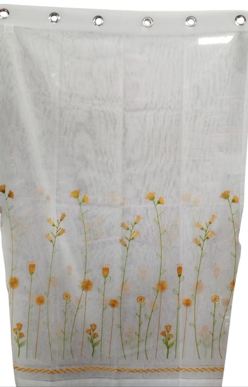 Cortina corta floral naranja verde