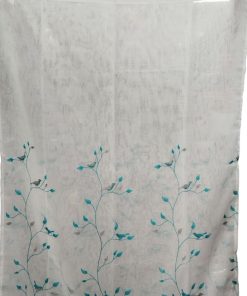Cortina corta pájaros flor turquesa
