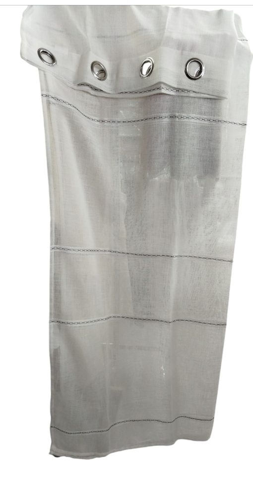 VISILLO BLANCO LINEA BORDADA NEGRA 140X260