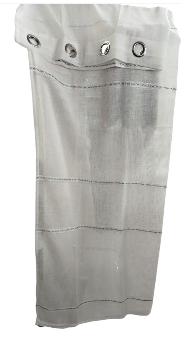 VISILLO BLANCO LINEA BORDADA NEGRA 140X260