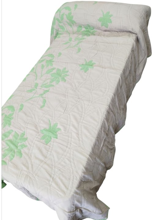 Colcha cama 90 y 105 piqué reversible verde/lino
