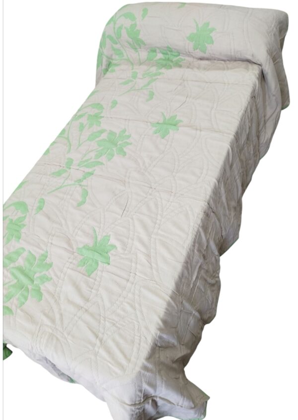 Colcha cama 90 y 105 piqué reversible verde/lino