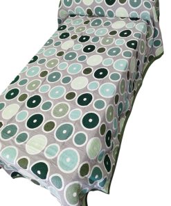 Colcha cama 105 piqué reversible círculos verdes