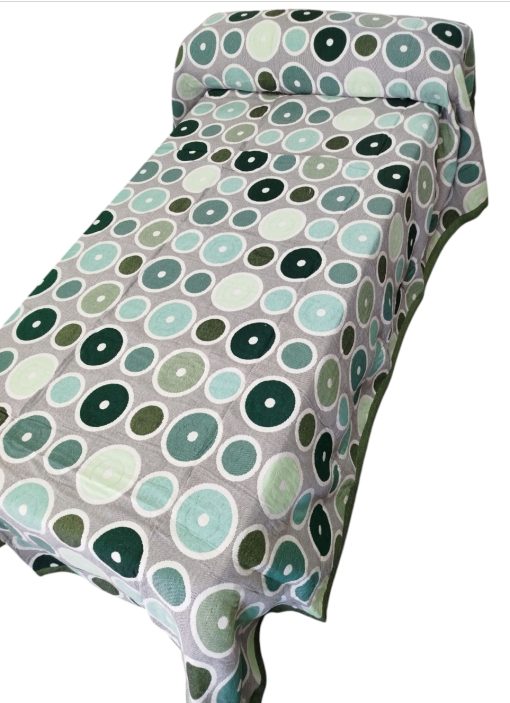 Colcha cama 105 piqué reversible círculos verdes