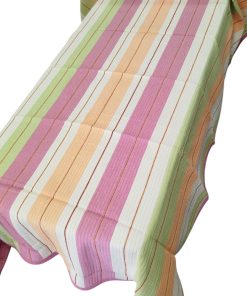 Colcha cama 135 verano líneas pistacho/rosa
