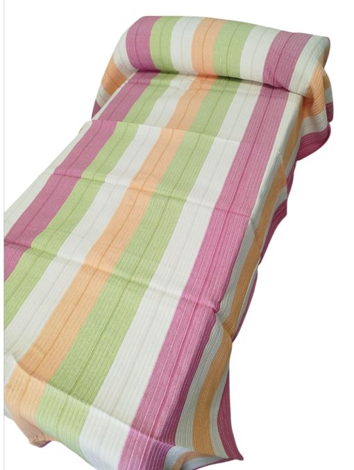 Colcha cama 135 verano líneas pistacho/rosa - Imagen 2