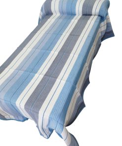 Colcha cama 135 blanca/azul