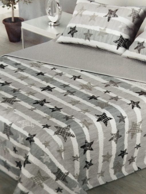 COLCHA VERANO ESTRELLAS REVERSIBLE LISO
