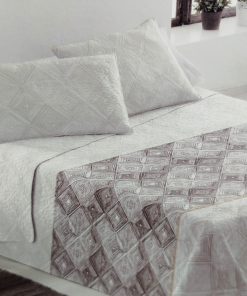 COLCHA BOUTI CAMA 150 GRIS Y BERENJENA REVERSIBLE