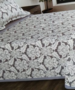 COLCHA BOUTI CAMA 150 ESTAMPADO GRIS REVERSO LISO