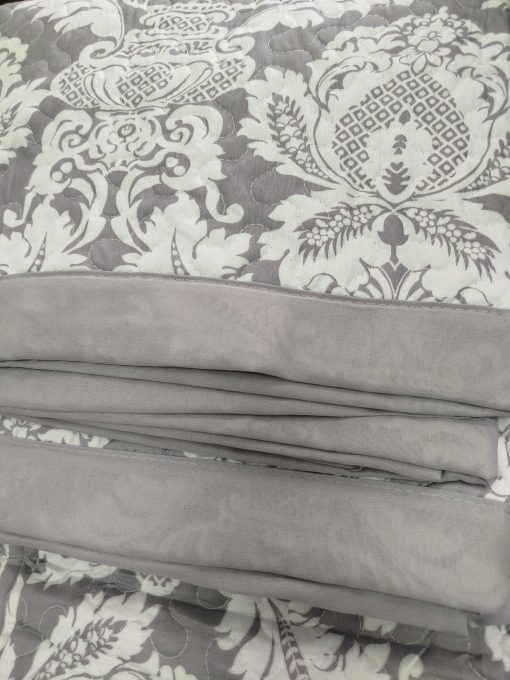 COLCHA BOUTI CAMA 150 ESTAMPADO GRIS REVERSO LISO - Imagen 2