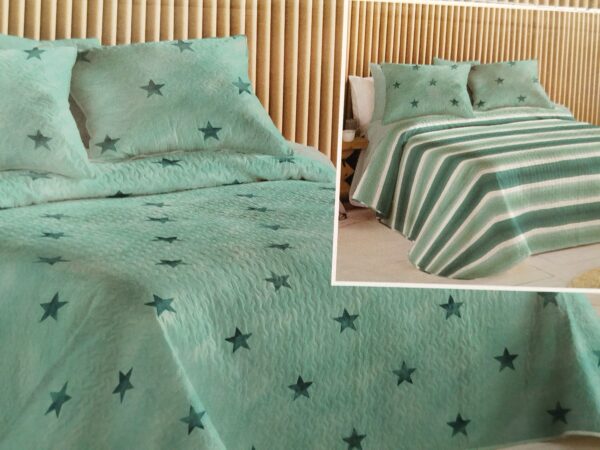 COLCHA VERANO ESTRELLAS AZUL REVERSIBLE