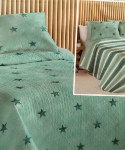 COLCHA VERANO ESTRELLAS AZUL REVERSIBLE
