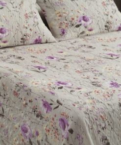 COLCHA BOUTI CAMA 90 GRIS FLOR MALVA