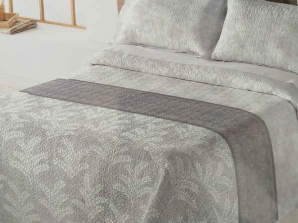 COLCHA BOUTI CAMA 150 PALMERAS GRIS