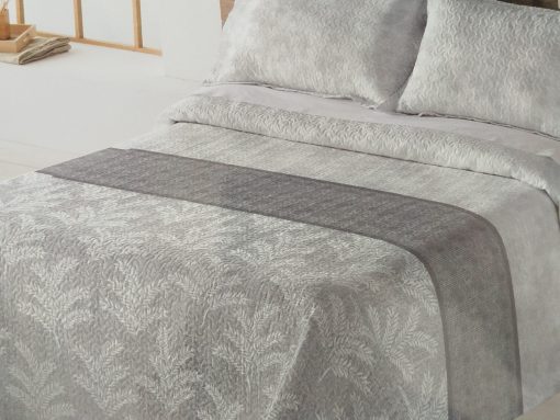 COLCHA BOUTI CAMA 150 PALMERAS GRIS