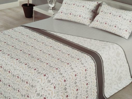 COLCHA BOUTI CAMA 90 ESTAMPADO GRIS REVERSO LISO