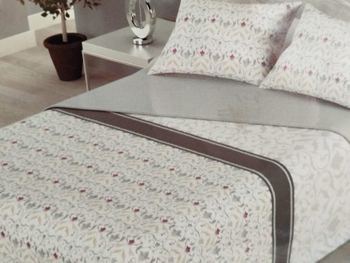 COLCHA BOUTI CAMA 90 ESTAMPADO GRIS REVERSO LISO - Imagen 2