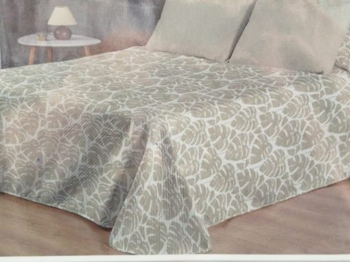 COLCHA BOUTI CAMA 150 TERMOSELLADA HOJAS BEIG