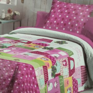 COLCHA BOUTI INFANTIL ROSA LUNARES/CIUDAD