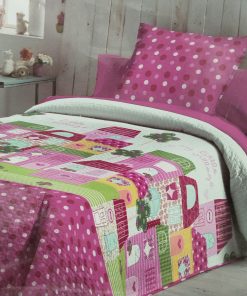 COLCHA BOUTI INFANTIL ROSA LUNARES/CIUDAD