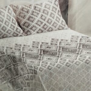 COLCHA BOUTI CAMA 105 GRIS Y BLANCA