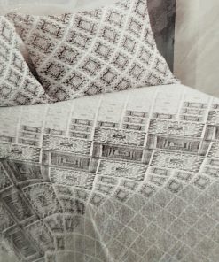 COLCHA BOUTI CAMA 105 GRIS Y BLANCA