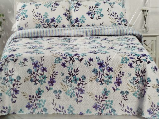 COLCHA BOUTI REVERSIBLE CAMA 150 BONITOS TONOS AZUL