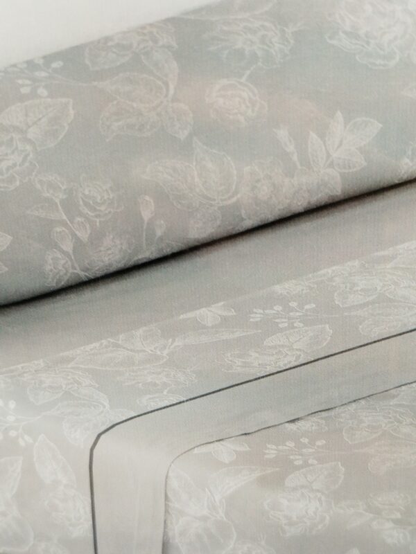 sábanas cama 90 flor gris blanco