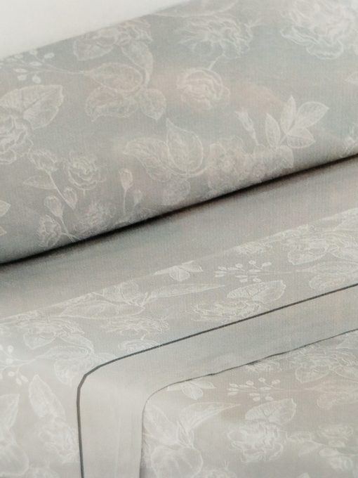 sábanas cama 90 flor gris blanco