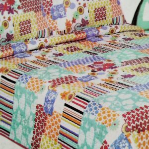 Colcha bouti efecto patchwork cama 135 reversible