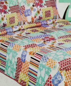 Colcha bouti efecto patchwork cama 135 reversible