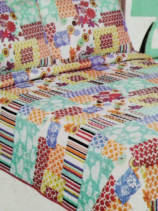 Colcha bouti efecto patchwork cama 135 reversible