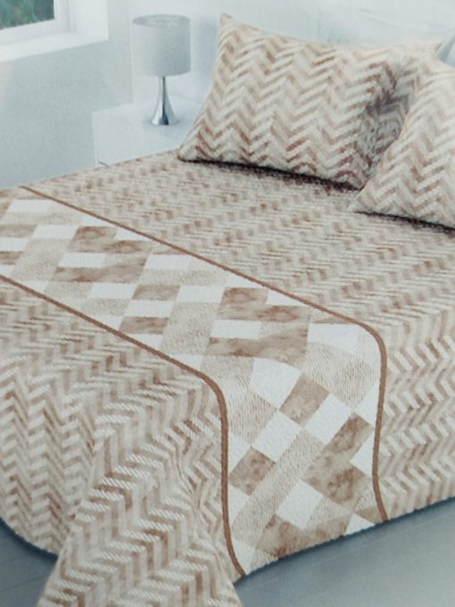 Colcha bouti cama 150 reversible beig