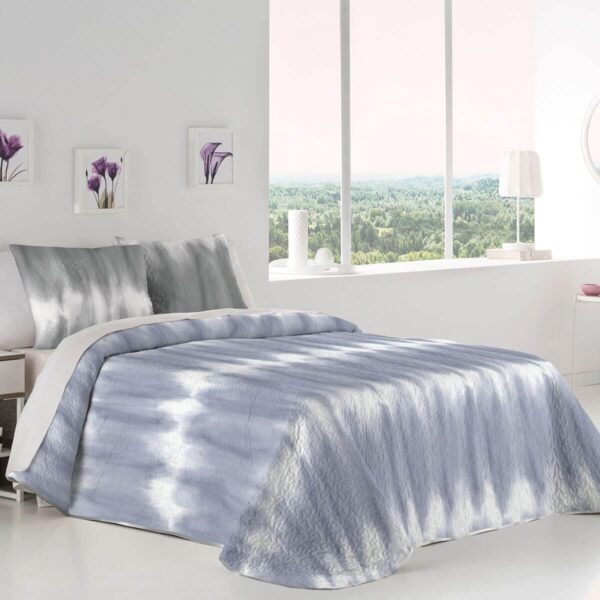 COLCHA BOUTI CAMA 90 REVERSIBLE AZUL/GRIS