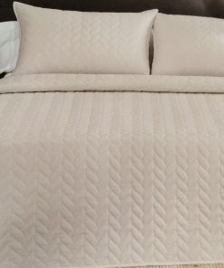 Colcha bouti lisa cama 105 trenzado camel