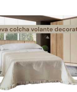 Colcha 100% algodón con volante y cojines compañeros (elige medida y color)