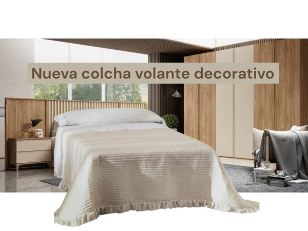 Colcha 100% algodón con volante y cojines compañeros (elige medida y color)