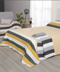 Colcha Multiusos de Rayas – Ideal para Cama y Sofá