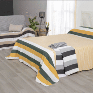 Colcha Multiusos de Rayas – Ideal para Cama y Sofá