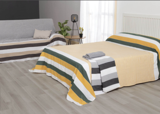 Colcha Multiusos de Rayas – Ideal para Cama y Sofá