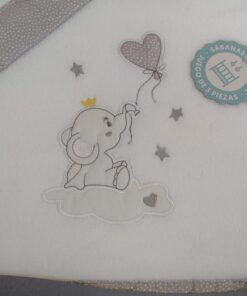 Sábana cuna elefante gris coralina