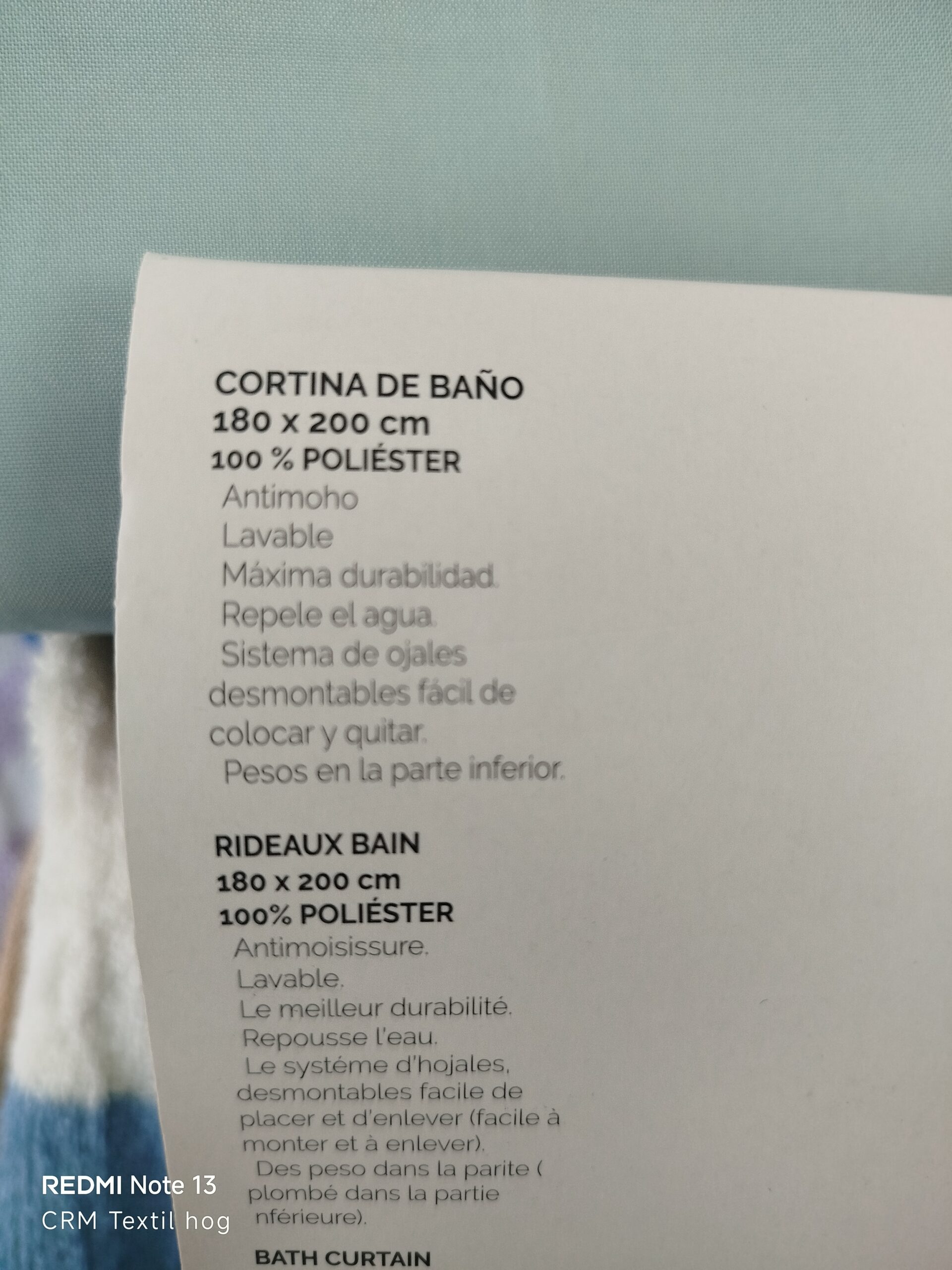 Cortina bañera ducha 180x200 - Imagen 2