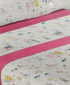 Juego sábanas coralina infantil rosa gatos · cama 105