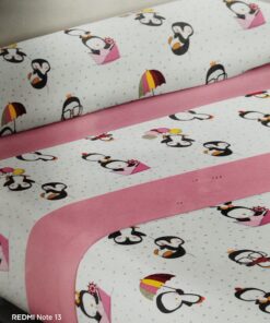 Juego sábanas coralina infantil  pingu rosa 105