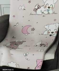 Manta con borrego infantil 160x220 perrito rosa