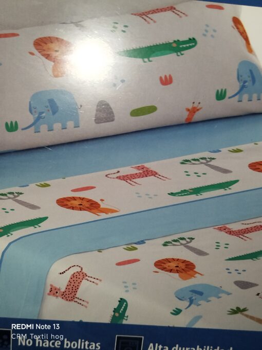 Juego sábanas coralina infantil animales selva  cama 90 y 105