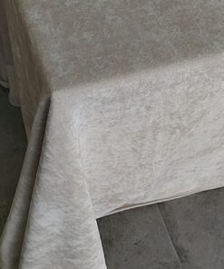 Falda de mesa camilla Dalia beige y blanco roto 70x120 cm | Manterol