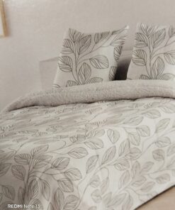 Edredón Sherpa cama 180 con fundas de cojines hojas