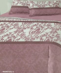 Edredón Sherpa cama 180 con fundas de cojines rosa blanco